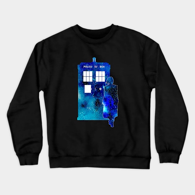 The 13th Doctor with the TARDIS Crewneck Sweatshirt by TARDISRepairman